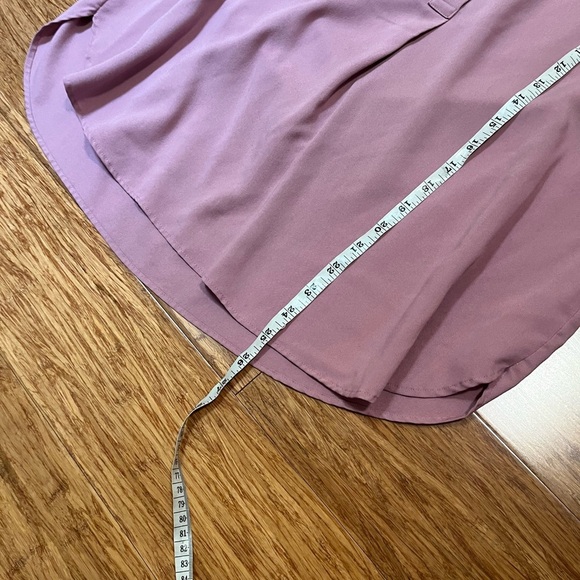 Uniqlo Purple Mauve Long Sleeve Button Front Collarless Rayon Blend Blouse. L - Picture 9 of 9